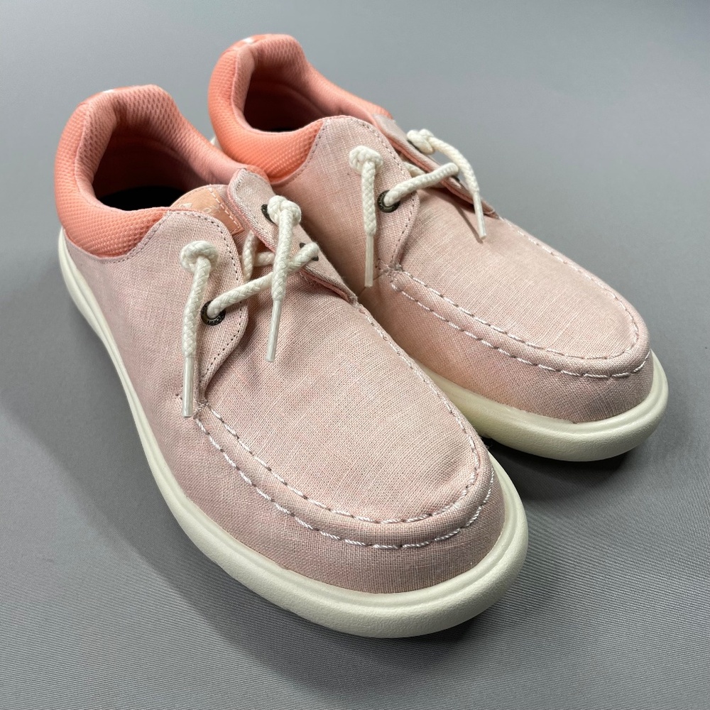 NEW Sperry Shoes Womens 7 pink captains moc chambray preppy boat casual summer
